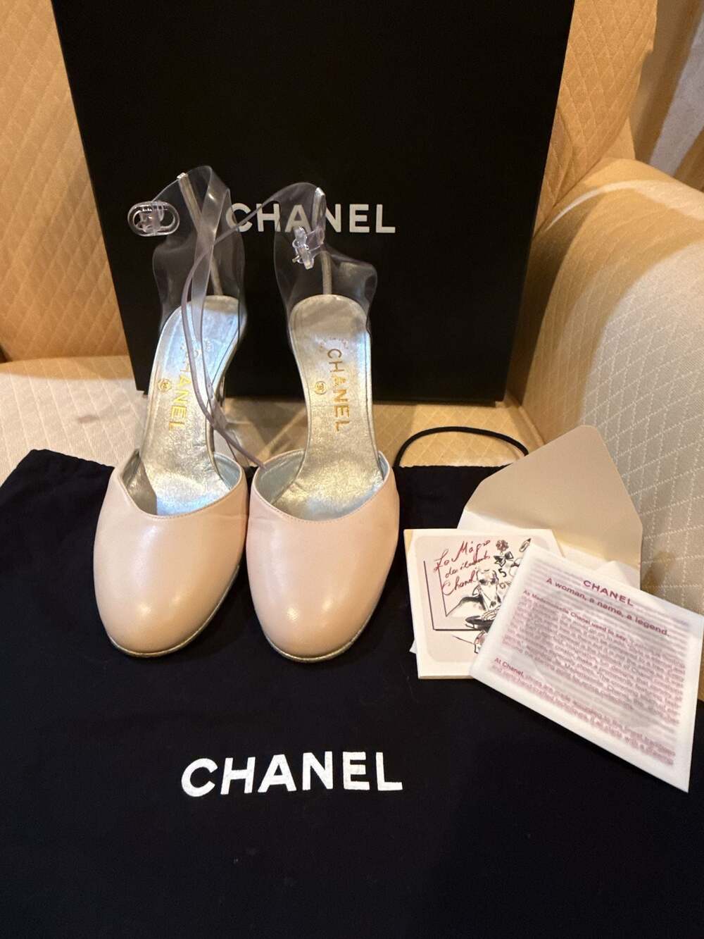 Chanel Vintage Ballet Pink and Lucite Sandals with Silver Leather Detail